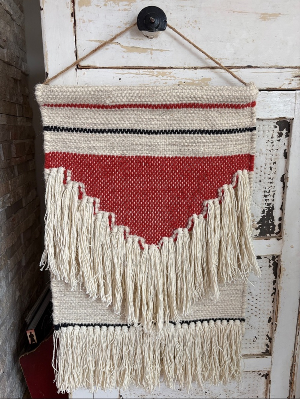 Room Essentials Macrame wall hanging wool blend cream redish orange tan black